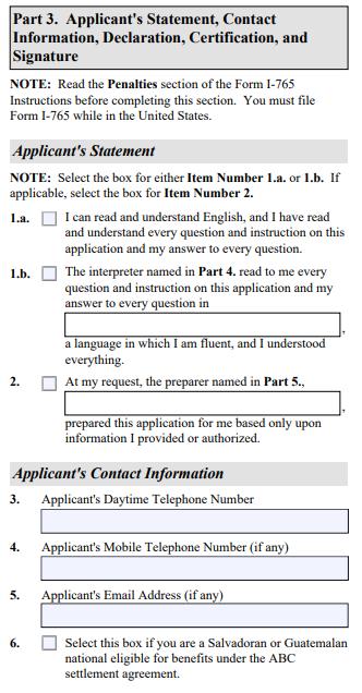 PART 3. Applicant s Statement, pg. 4 #1.a. Select 1.a. to indicate that you have read and understood the questions.
