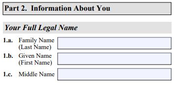 PART 2. Information About You, pg. 1 #1 Name Your entire family name should be in CAPITAL letters. Use upper & lower case for the first name.