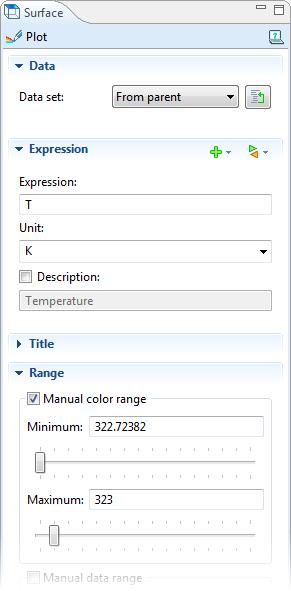 4 In the Surface settings window, click Range to expand the section.