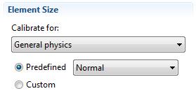 2 In the Size settings window under Element Size, click the Predefined button and ensure that Normal is selected.