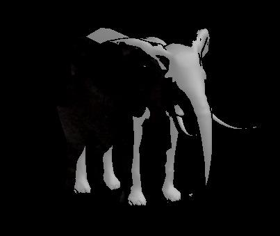 Figure 6: An elephant model is Shaded using a combination of stroked outlines and shaded fills. Gradients are used to include subtle shape cues.