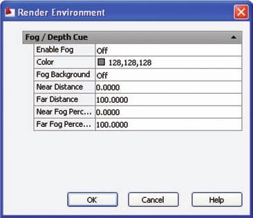 Figure 18-16. The Render Environment dialog box is used to add fog/depth cueing to the scene.