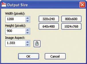 Figure 18-4. Setting a custom resolution. Enter a custom size Preset sizes The Exposure Type property can be set to Automatic or Logarithmic.