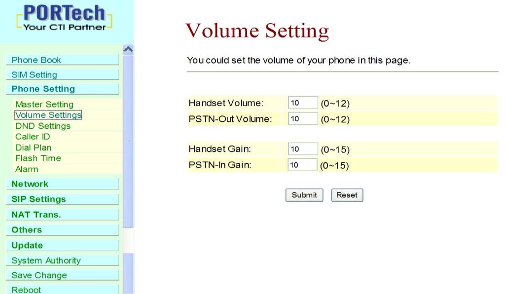 11.2 Volume Settings You could set the