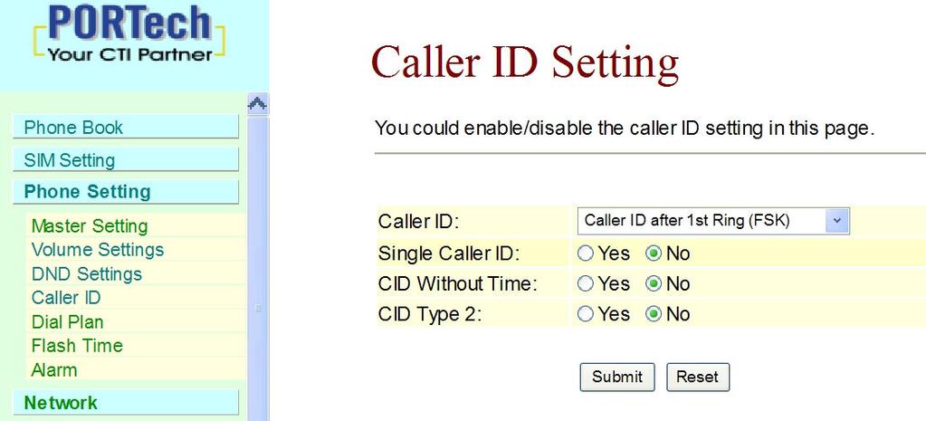 11.4 Caller ID In order to correctly