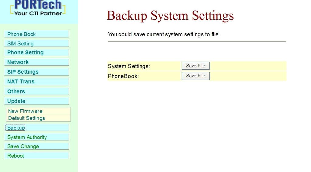 17. Backup You could save current system