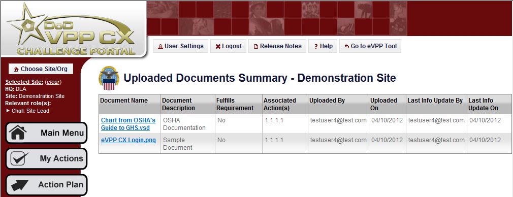 Note: Site Leads must upload files through the Edit function, which is available within the My Actions screen. Specific directions for uploading files will be provided later in this document. f. Status Summary Report The Status Summary Report button takes the users to a summary of the participant/coordinator stage X outcome, completion, and status statistics.
