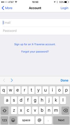 X-Traverse Username and Password Sign up to create a new account, or request a new password