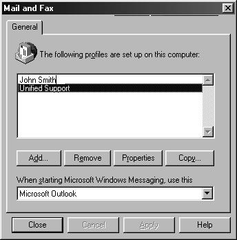 Setting Up the Client Workstation Create Exchange Profile for Desktop Messaging on the Client 13. Return to the Profiles Screen for Mail and Fax: Open Control Panel folder.