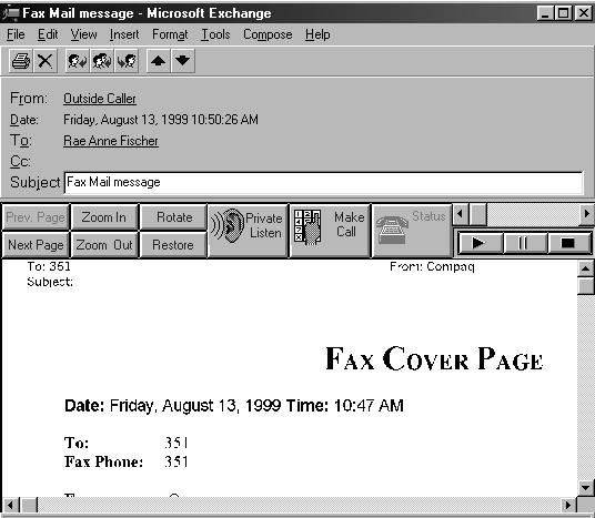 Double- click on the desired message from the main window. The first time you click on a fax message, you see a screen stating that the form is being loaded.