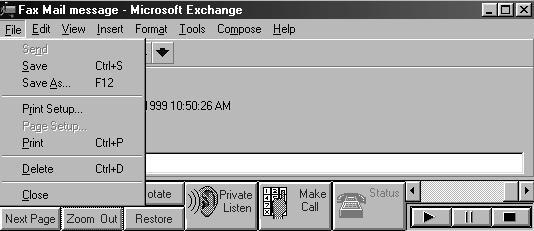 Setting Up the Client Workstation Using Microsoft Exchange/Outlook with NVM-Desktop Messaging Saving Your Fax Messages (cont d) To save your fax message in another format: 1.