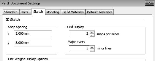 Constructive Solid Geometry Concepts 3-9 GRID Display Setup 1. In the Ribbon toolbar panel, select [Tools] [Document Settings]. 2.
