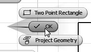 The message Select Geometry to Dimension is displayed in the Status Bar area at the bottom of the Autodesk Inventor window. Select the bottom horizontal line by left-clicking once on the line. 12.