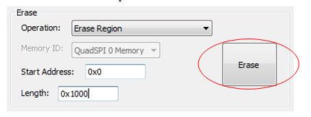 NOTE The erase region is forced to the next flash sector boundary. 4.3.1.5 Erase button Click the "Erase" button to start the erase process. Figure 29.