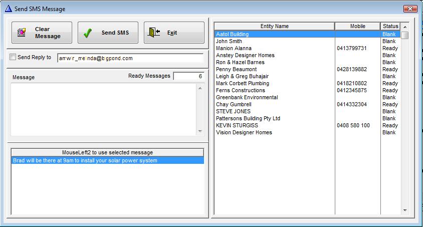 SMS You can now send an SMS to a whole list of people from the Entities module.