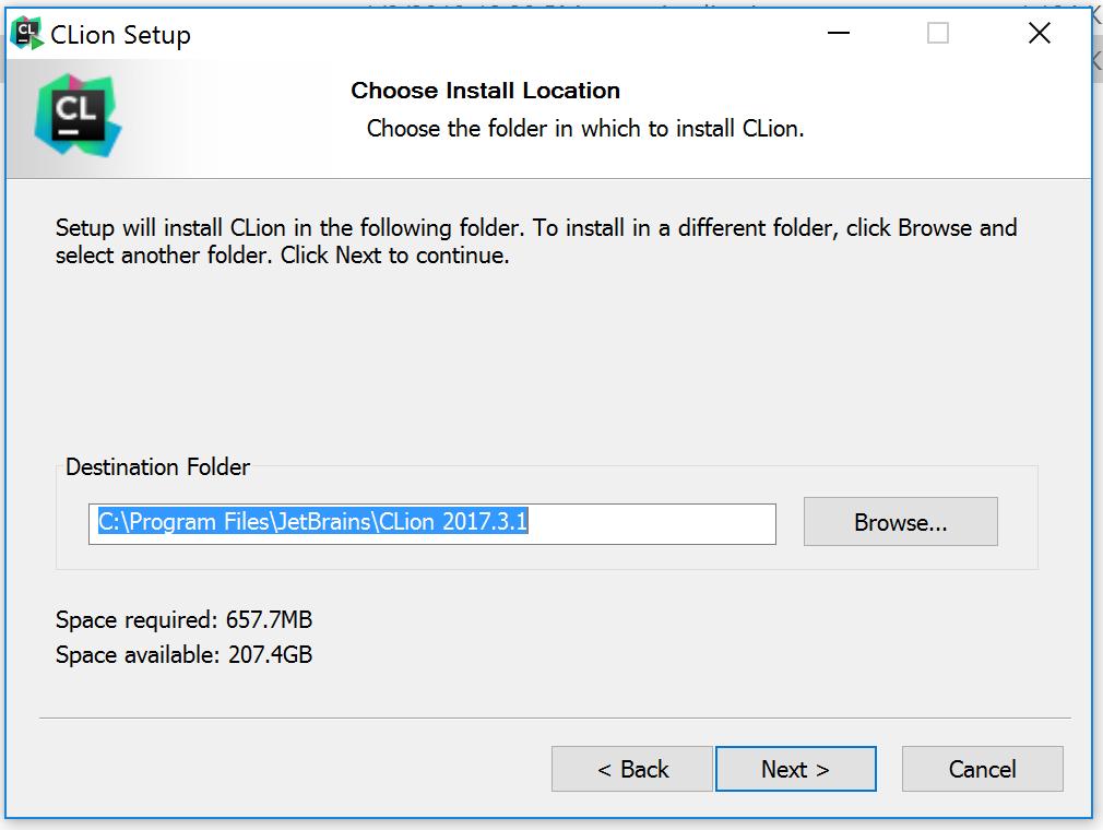 Figure 3: Installation Location Click on Next. It will ask you for a temporary folder to put the temporary files.