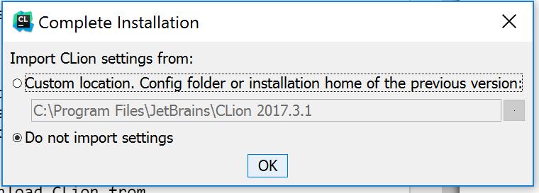 There is a bit of setup to do when we run CLion for the very first time. This is mostly the same on all platforms.