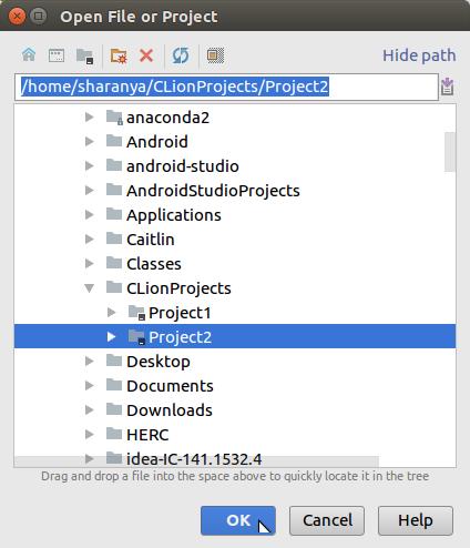 Click on the project name and then click OK.