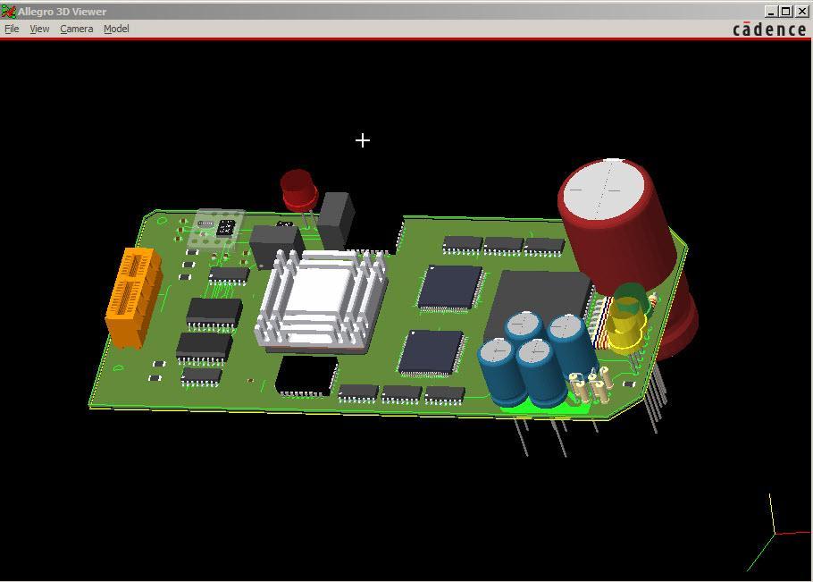 3D Viewer with STEP models Once STEP model mapping is completed, the PCB Editor 3D viewer will display the graphical representations of the STEP models.