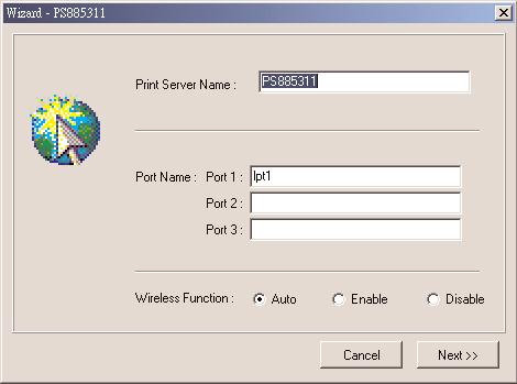 CHAPTER 8: Configuration Utility Figure 8-19. Print server s setup screen. Table 8-14 describes the options shown in Figure 8-19. Table 8-14. Print server s setup parameters.