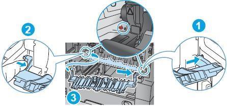 TIP : When the fuser is fully seated, the two blue locking levers make an audible click. Figure 15. Install the fuser Step 7: Install the fuser-entrance guide 1.