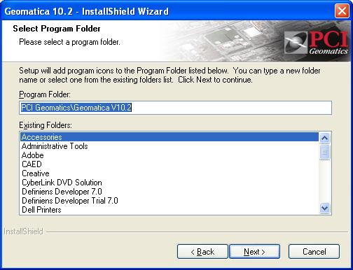 The Select Program Folder screen appears. Click Next.