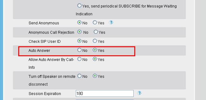 Basic Call Features To Disable Auto Answer via Webpage 1.