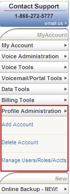 Administrator Activities Profile Administration Menu Use the Profile Administration menu to add and delete accounts as well as IP