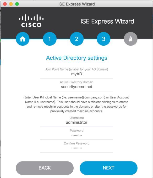 AD Username/Password Figure 16 Active Directory Settings Step 9 The wizard