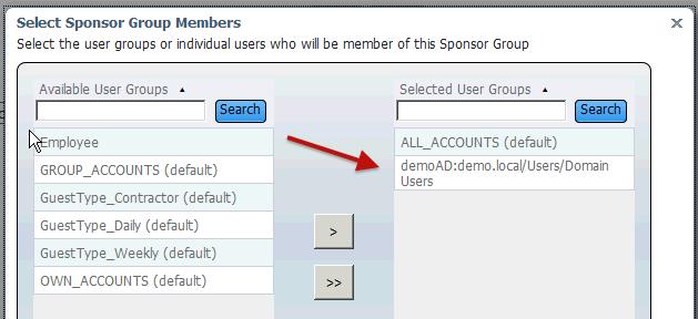 Figure 59 Select Sponsor Group Members Step 4 Click OK.