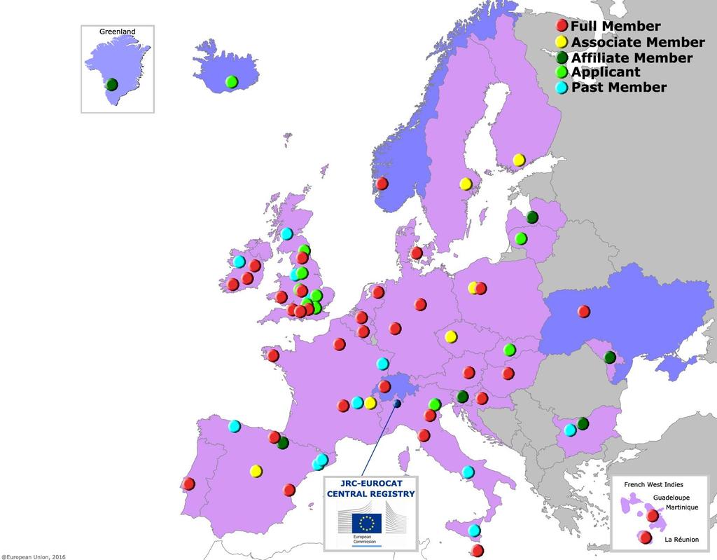 EUROCAT Registries: Active 45 (25countries) Total 69