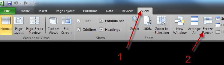Freeze Headers To freeze a row in your worksheet, highlight the row where you wish all rows before the highlighted row to be frozen or locked, go to