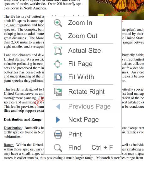 Viewing a PDF file smaller than 200MB in file size, you can adjust zoom range from 50% - 1000%.