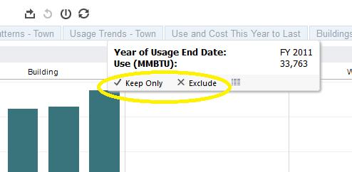 6 Include or exclude specific items in a report or dashboard Mouse over the item that you want to exclude - for