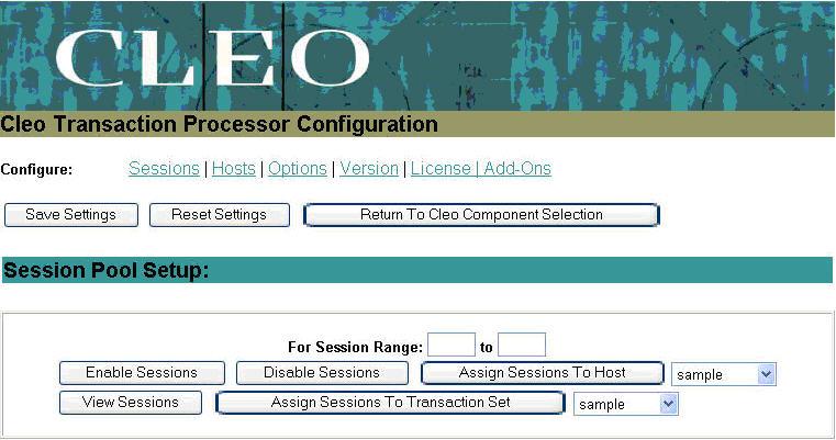 The Cleo Transaction Processor Configuration screen is displayed