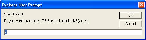 The Explorer User Prompt dialog box is displayed.