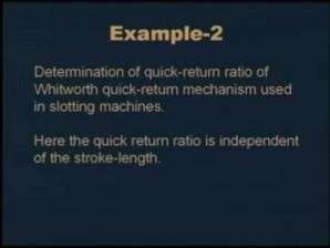 (Refer Slide Time: 16:32) This is our example-2, that is determination of quick return ratio of Whitworth quick return