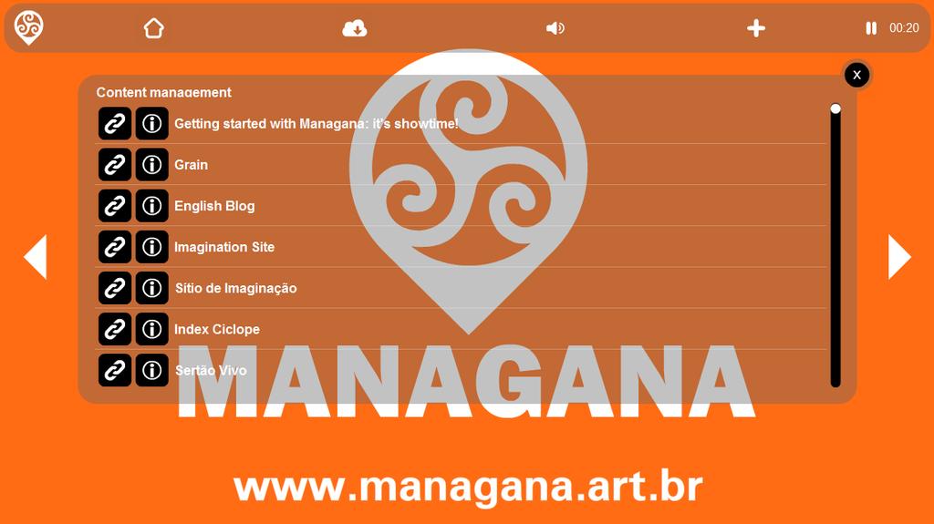 3.2 App viewer Managana provides the AppWizard, a tool to create mobile and desktop applications from your creations.