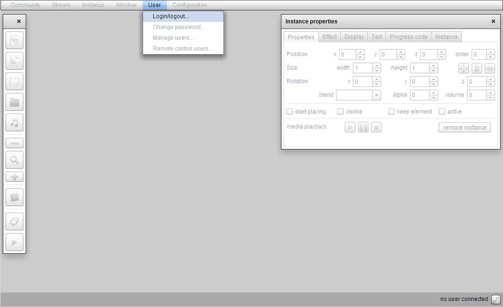 When editor is loaded, you will have access to the editor interface, start logging in to be able to