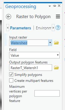 If you want, you can export it the raster version of the watershed to a polygon by Tools Toolbox Conversion Tools From Raster Raster to Polylgon.
