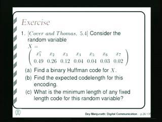 (Refer Slide Time: 35:22) So, this exercise says consider that, consider this random variable this random variable takes these 7 values x1 to x7 with these probabilities.