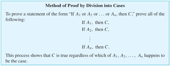 Representations of Integers First assume A 1 is true and deduce C; next assume A 2 is true and deduce C; and so forth until you have assumed