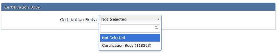 Once you move from the payment screen, you ll be asked to reconfirm some specific SQF information. Select your Certification scope (FSC s) Use the dropdown to select your certification body.