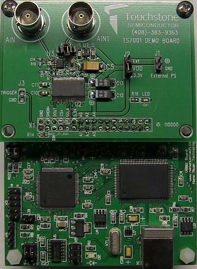 2in x 3in 2-layer circuit board DESCRIPTION The demo board for the TS7001 is a completely assembled and tested circuit board that can be used for