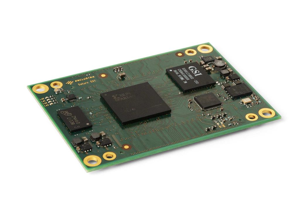 FPGA Modules Saturn SX1 DSP and SoPC optimized FPGA module Xilinx Spartan-3A DSP 1800/3400 FPGA Ideally suited for Linux on FPGA systems For DSP applications: Direct MATLAB