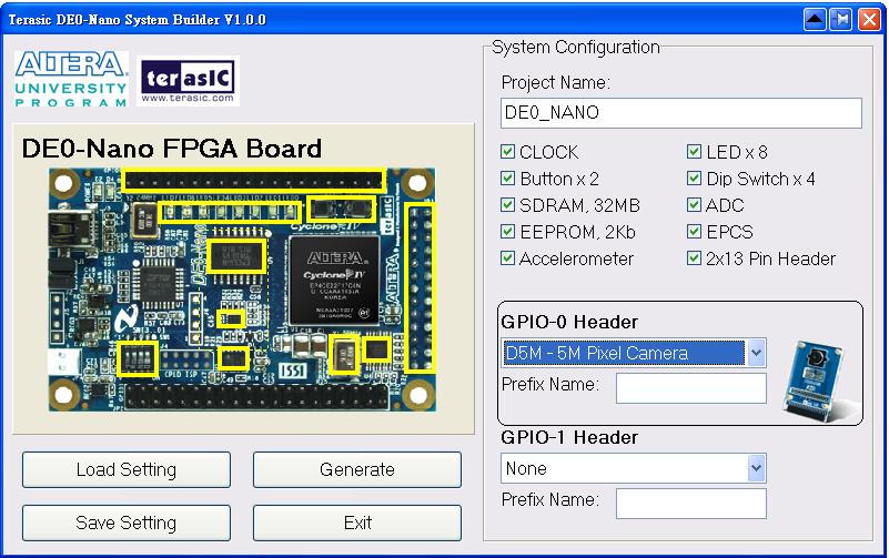 GPIO Expansion Users can connect GPIO expansion card onto GPIO header located on the DE0-Nano board as shown in Figure 5-5.