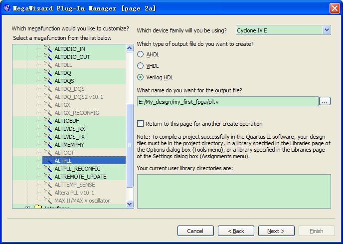 Figure 6-20 MegaWizard Plug-In Manager [page 2a] Selections 5. In the MegaWizard Plug-In Manager [page 3 of 14] window, make the following selections (see Figure 6-21). a.