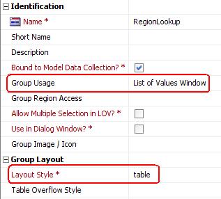 6.7.4. Creating a (reusable) LOV group 1. Create (or reuse) a base group that will contain the rows of the LOV (which will be used as LOV group).