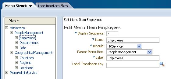 Now, if you navigate back to the HR Service using the module drop down list, the menu will look like this: 9.2.4.