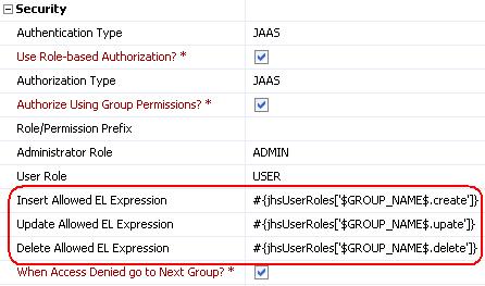 10.6.2. Restricting Item Operations Based on the roles/permissions of the currently logged-in user, you can also determine if individual group items will be visible, enabled, and/or updateable.